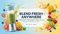 BlendyPop.in™ - Portable Blender 6 Blades - Fresh Juice in 10 Seconds
